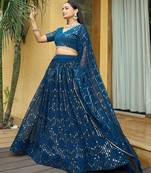 Embroidered Sequinned Semi-Stitched Lehenga & Unstitched Blouse With Dupatta