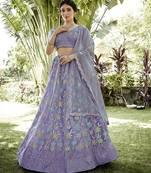 Embroidered Sequinned Semi-Stitched Lehenga & Unstitched Blouse With Dupatta
