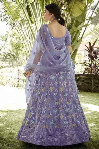 Embroidered Sequinned Semi-Stitched Lehenga & Unstitched Blouse With Dupatta