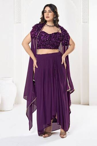 Embroidered Semi-Stitched Lehenga & Unstitched Blouse With Dupatta