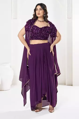 Embroidered Semi-Stitched Lehenga & Unstitched Blouse With Dupatta