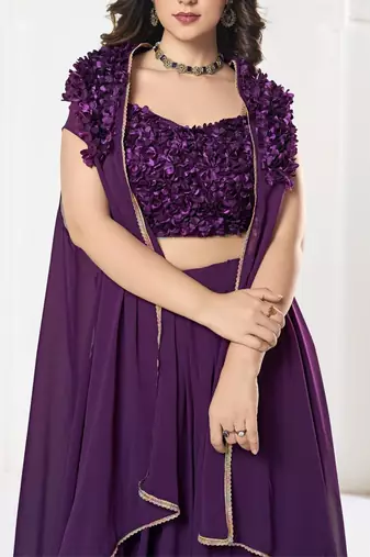 Embroidered Semi-Stitched Lehenga & Unstitched Blouse With Dupatta