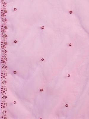 Zari floral embroidered notch neck a-line kurta with trousers & dupatta 4