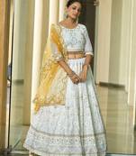 Embroidered Thread Work Semi-Stitched Lehenga & Unstitched Blouse With Dupatta