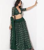 Embroidered Sequinned Semi-Stitched Lehenga & Unstitched Blouse With Dupatta