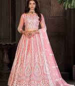 Embroidered Thread Work Semi-Stitched Lehenga & Unstitched Blouse With Dupatta