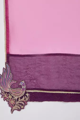 Women floral embroidered pleated sequinned kurta with trousers & with dupatta