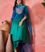 Women ethnic motifs embroidered anarkali kurta with trousers & dupatta