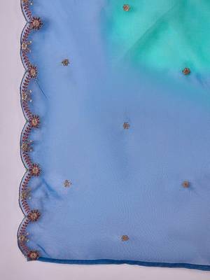 Women ethnic motifs embroidered anarkali kurta with trousers & dupatta 4