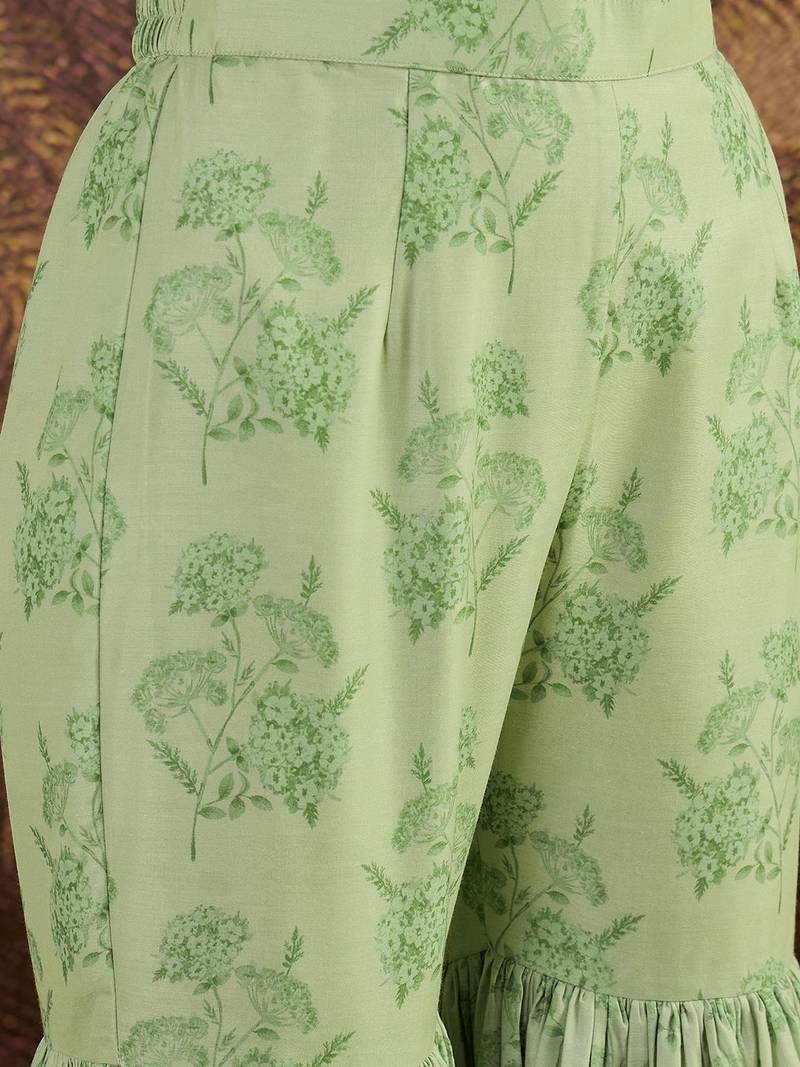 Women floral embroidered regular beads and stones kurta with sharara kurta sets