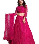 Embroidered Thread Work Semi-Stitched Lehenga & Unstitched Blouse With Dupatta