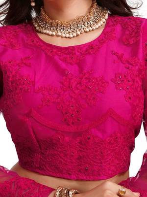 Embroidered Thread Work Semi-Stitched Lehenga & Unstitched Blouse With Dupatta 2