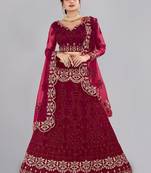 Embroidered Semi-Stitched Lehenga & Unstitched Blouse With Dupatta