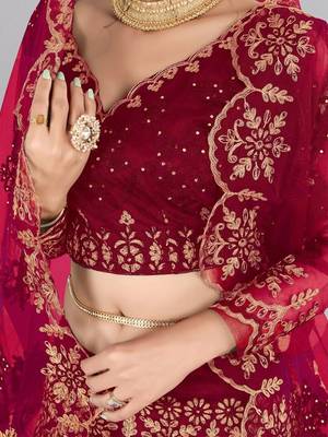 Embroidered Semi-Stitched Lehenga & Unstitched Blouse With Dupatta 2