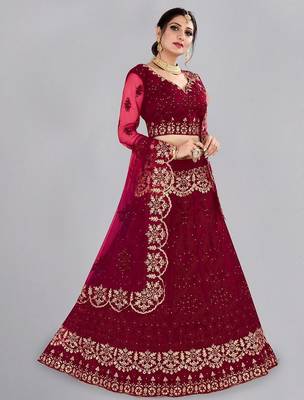 Embroidered Semi-Stitched Lehenga & Unstitched Blouse With Dupatta 3