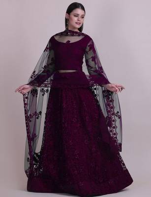 Embroidered Semi-Stitched Lehenga & Unstitched Blouse With Dupatta 1