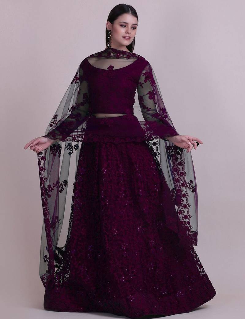 Embroidered Semi-Stitched Lehenga & Unstitched Blouse With Dupatta