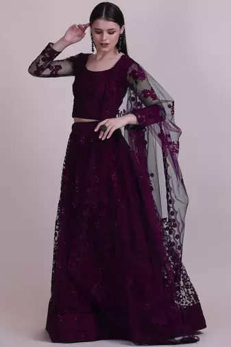 Embroidered Semi-Stitched Lehenga & Unstitched Blouse With Dupatta