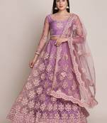 Embroidered Thread Work Semi-Stitched Lehenga & Blouse With Dupatta