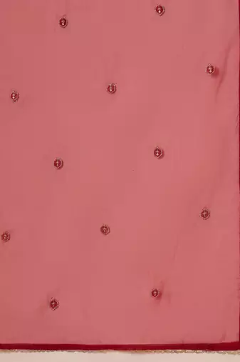 Embroidered round neck kurta & palazzos with dupatta