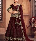 Embroidered Thread Work Semi-Stitched Lehenga & Unstitched Blouse With Dupatta