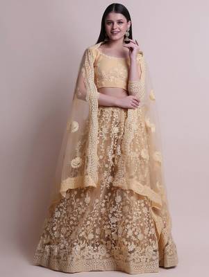 Embroidered Semi-Stitched Lehenga & Unstitched Blouse With Dupatta 1