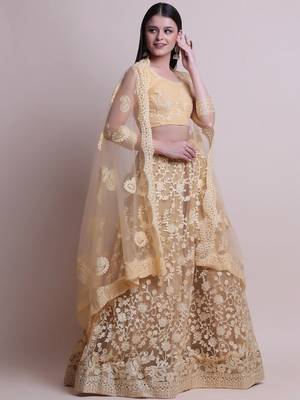 Embroidered Semi-Stitched Lehenga & Unstitched Blouse With Dupatta 3