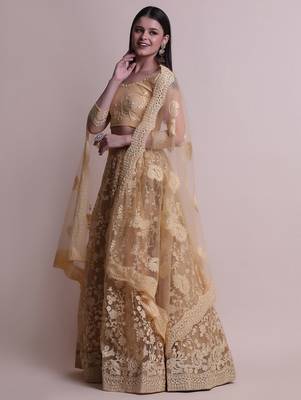 Embroidered Semi-Stitched Lehenga & Unstitched Blouse With Dupatta 4