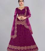 Embroidered Thread Work Semi-Stitched Lehenga & Blouse With Dupatta
