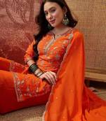 Embroidered round neck kurta & palazzos kurta sets
