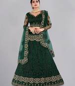 Embroidered Thread Work Semi-Stitched Lehenga & Blouse With Dupatta
