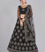 Embroidered Shibori Semi-Stitched Lehenga & Unstitched Blouse With