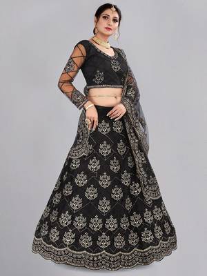 Embroidered Shibori Semi-Stitched Lehenga & Unstitched Blouse With 3