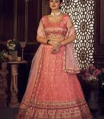Embroidered Thread Work Semi-Stitched Lehenga & Unstitched Blouse With