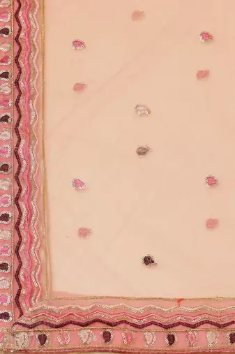 Embroidered Thread Work Semi-Stitched Lehenga & Unstitched Blouse With