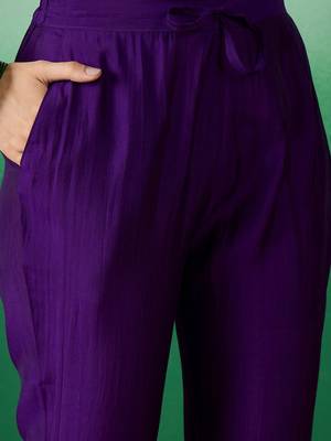 Dchinon zari sequence embroidered & foil printed a-line kurta with trousers 3