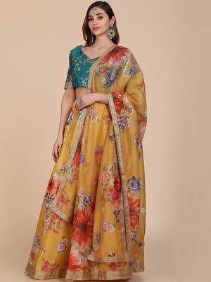Embroidered Sequinned Semi-Stitched Lehenga & Unstitched Blouse With Dupatta 1