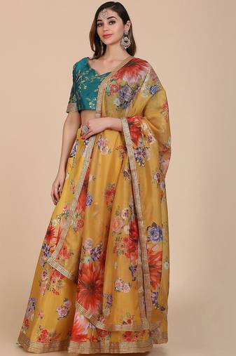 Embroidered Sequinned Semi-Stitched Lehenga & Unstitched Blouse With Dupatta