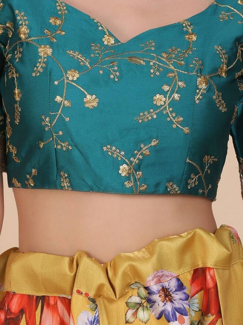 Embroidered Sequinned Semi-Stitched Lehenga & Unstitched Blouse With Dupatta