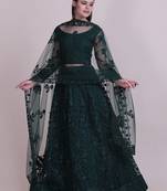Embroidered Thread Work Semi-Stitched Lehenga & Unstitched Blouse With Dupatta