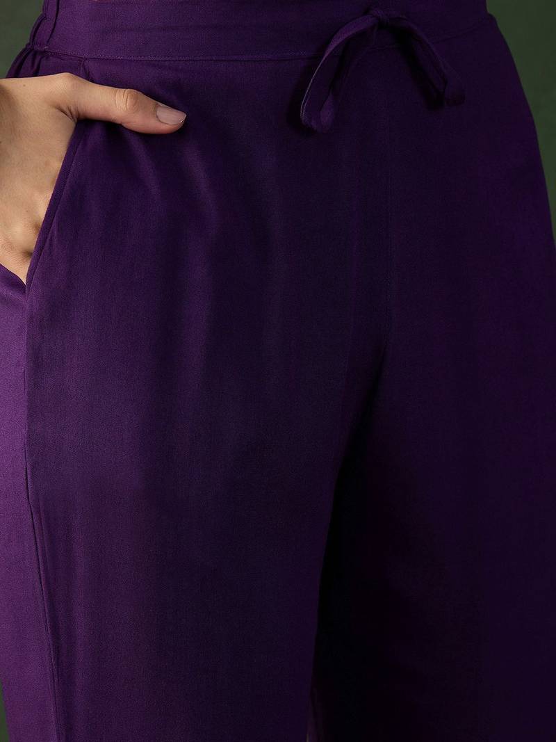 V neck embroidered a-line kurta with trouser