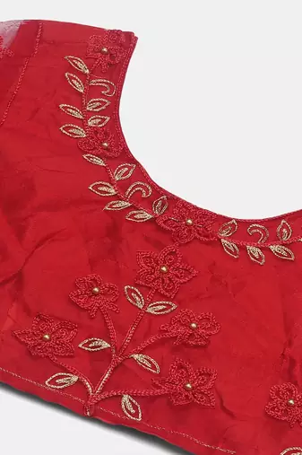 Embroidered Thread Work Semi-Stitched Lehenga & Unstitched Blouse With Dupatta
