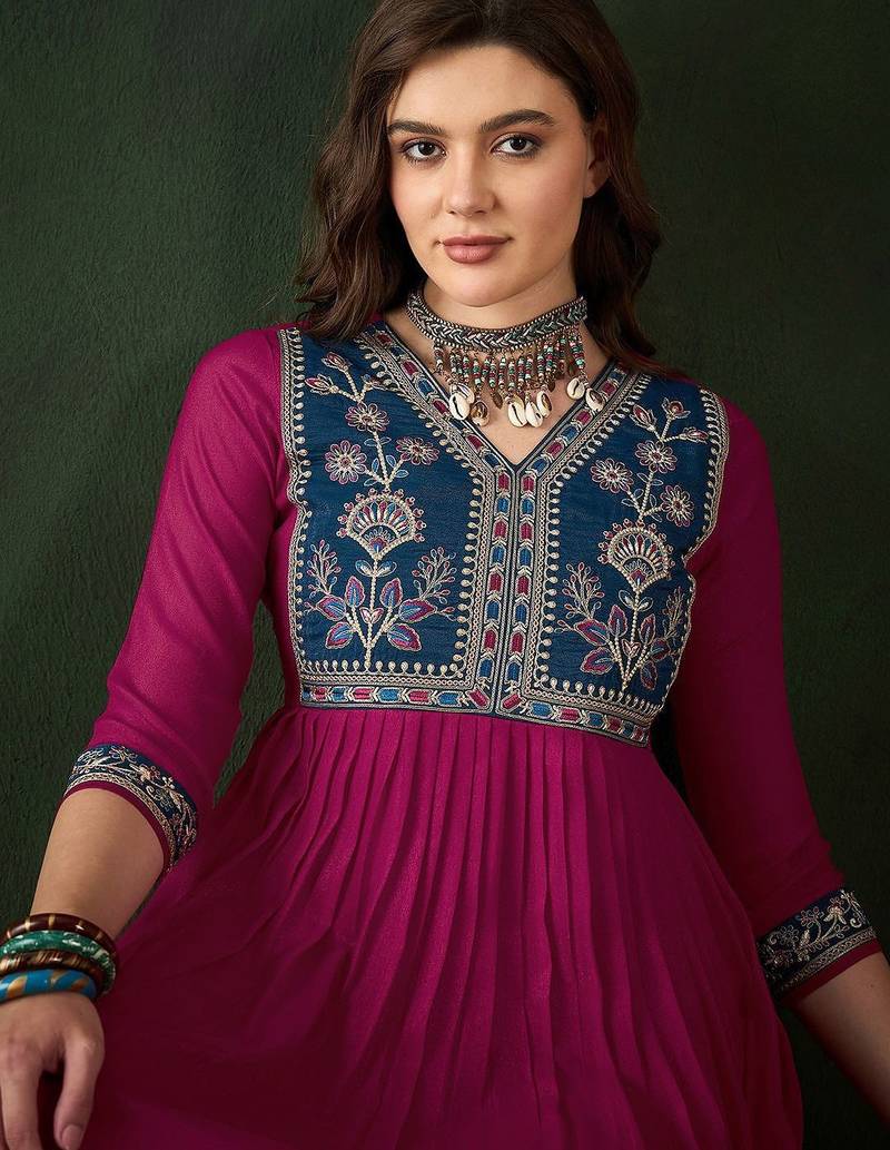 Floal embroidered a-line kurta set
