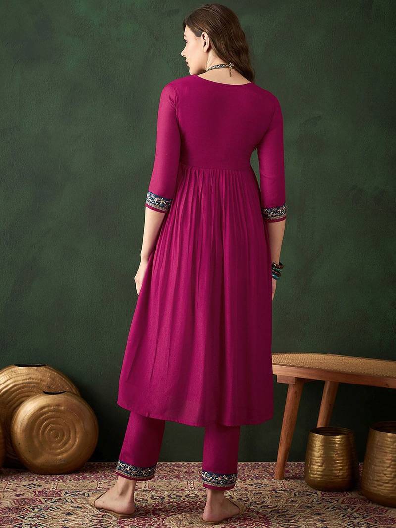 Floal embroidered a-line kurta set