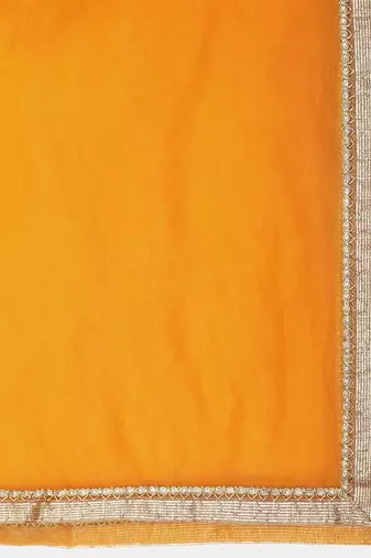 Yellow & White Semi-Stitched Lehenga & Unstitched Blouse With Dupatta