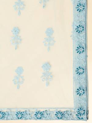Blue Mirror Work Semi-Stitched Lehenga & Unstitched Blouse With Dupatta 3