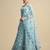 Blue Mirror Work Semi-Stitched Lehenga & Unstitched Blouse With Dupatta