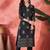 Ethnic motifs foli printed v-neck chanderi silk straight kurta with trousers