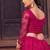 Pink Embroidered Thread Work Semi-Stitched Lehenga & Unstitched Blouse With Dupatta