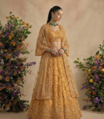 Yellow  Pure Soft Heavy Butterfly Net Sequins Embroidery Work Bridal Lehenga Choli